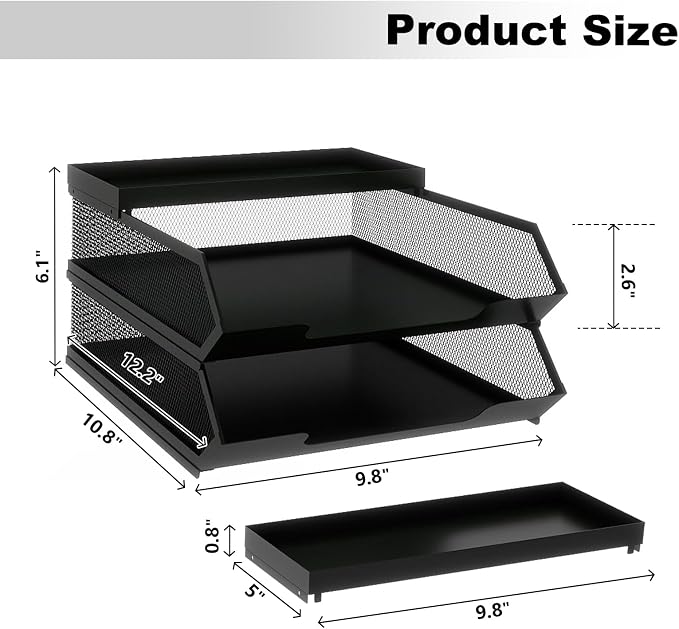 Natwind 2-Tier Stackable Metal Mesh Paper Organizer - Image 2