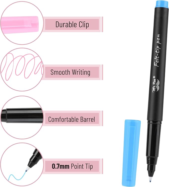 Mr. Pen- Felt Tip Pens, 8 Pack, Fast Dry | Fine Felt Tip Pens - Image 3