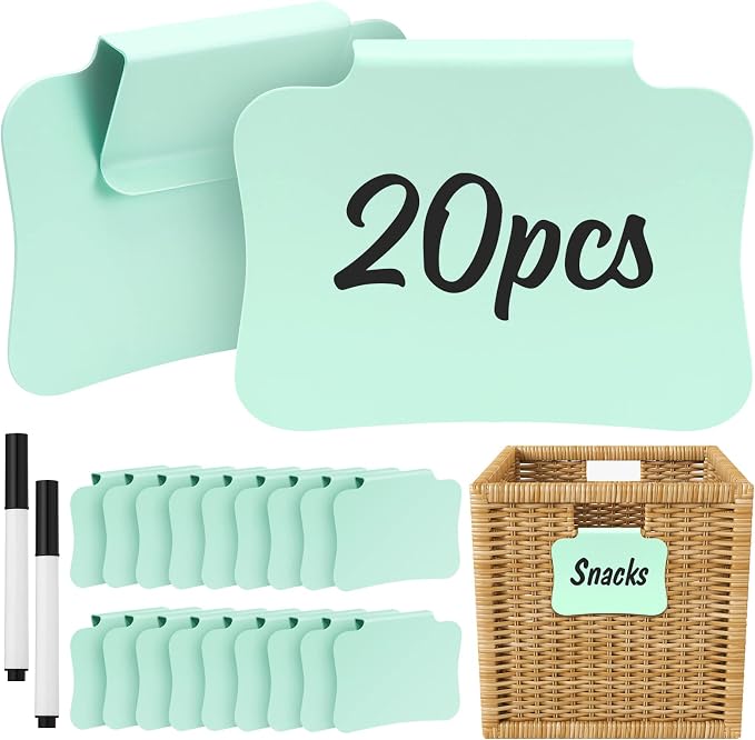 20PCS Basket Clip On Labels, Removable Plastic Bin Tags by HOOMTREE
