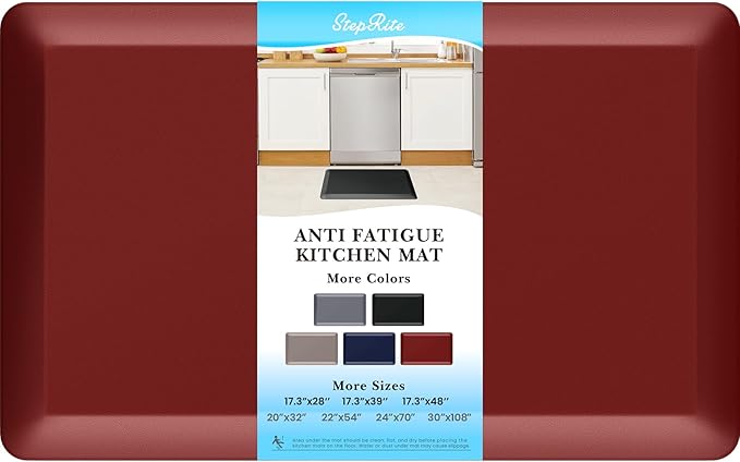 4/5 Inch Thick Kitchen Mats for Floor, StepRite Kitchen Rug for Standing Desk, Non-Slip, Thicker, Stain Resistant, Waterproof, Comfort Anti Fatigue Floor Mat for Home, Kitchen, Office - Red,32 * 20''-DeskLoop Office