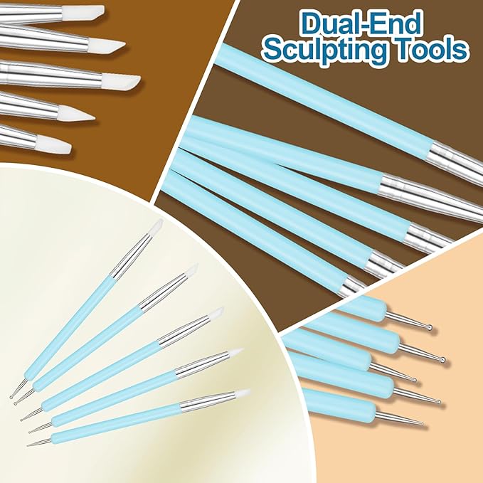 Amrules 10Pcs Clay Sculpting Tools, Practical Dual-End Rubber Pens and Dotting - Image 3