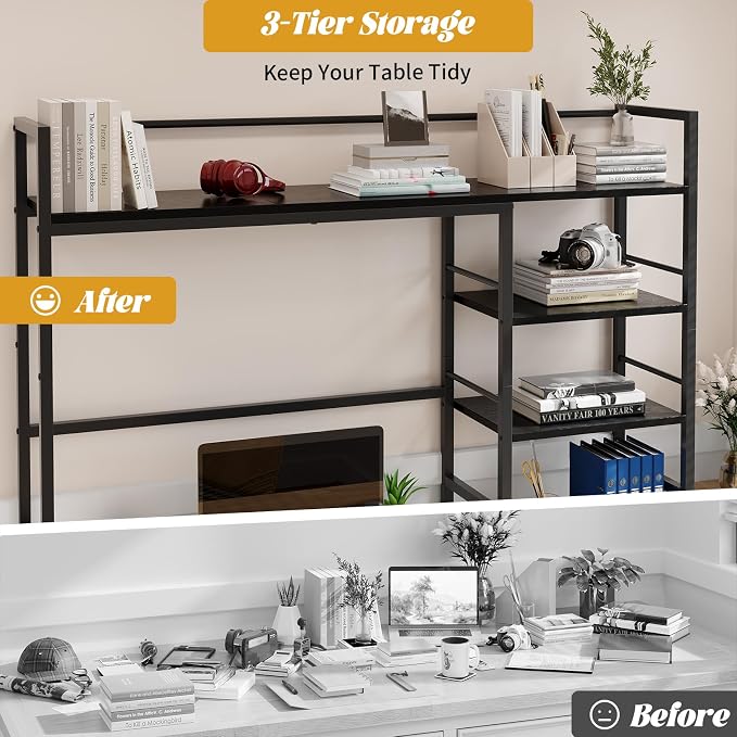 HavenlyYouth Desk Shelf, 45.4 Inch Wood Desk Organizer Shelf - Image 6