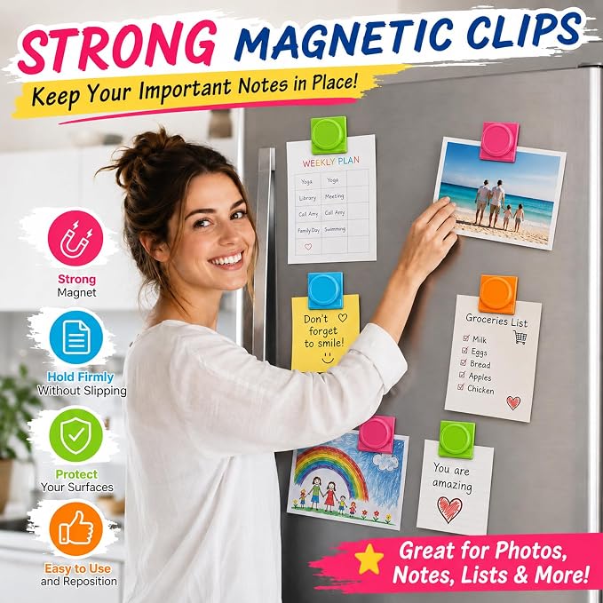 Grtard 24 Pack Colorful Magnetic Clip, Refrigerator Metal Magnets Clips - Image 2