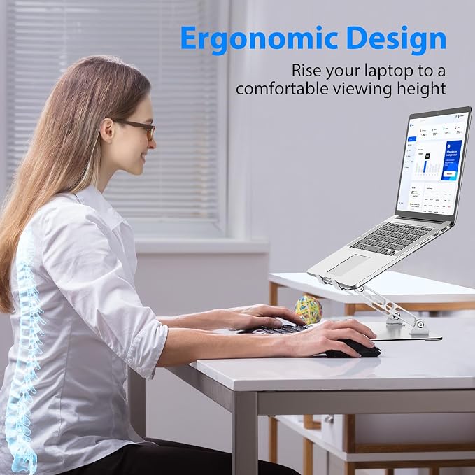 Laptop Stand for Desk, Adjustable Laptop Riser, Metal Foldable Computer Stand - Image 2