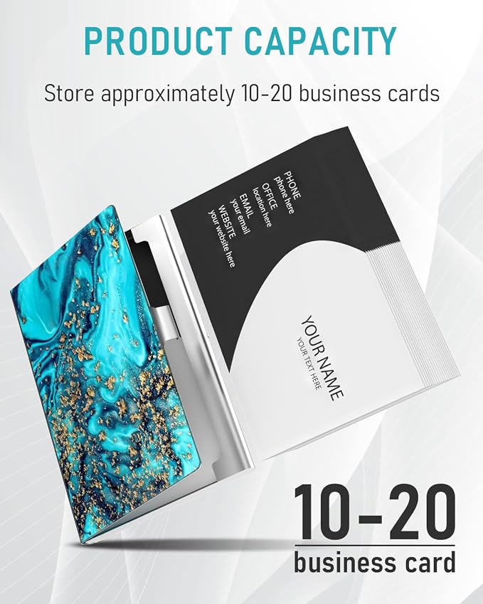 Business Card Metal Slim Organizer, Professional Stainless Steel Square Pocket - Image 2