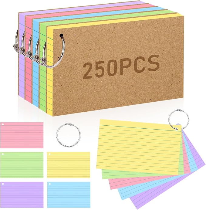 4x6 Inches Index Cards, Lined on Both Side Notecards Ruled Study Card by ANSTEEP