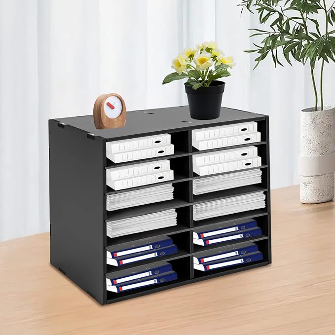 Literature Organizer Sorter for Desk, 12 Slots Adjustable File Sorter Mail - Image 3