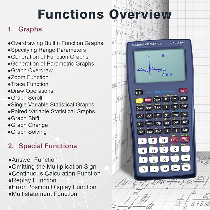 Graphing Scientific Calculators ROATEE 36X Pro Office Calculators for High School with 360 Functions Financial Calculator Desktop, 3-in 14 Digit Display Office Supplies for Student Teacher Engineer-DeskLoop Office