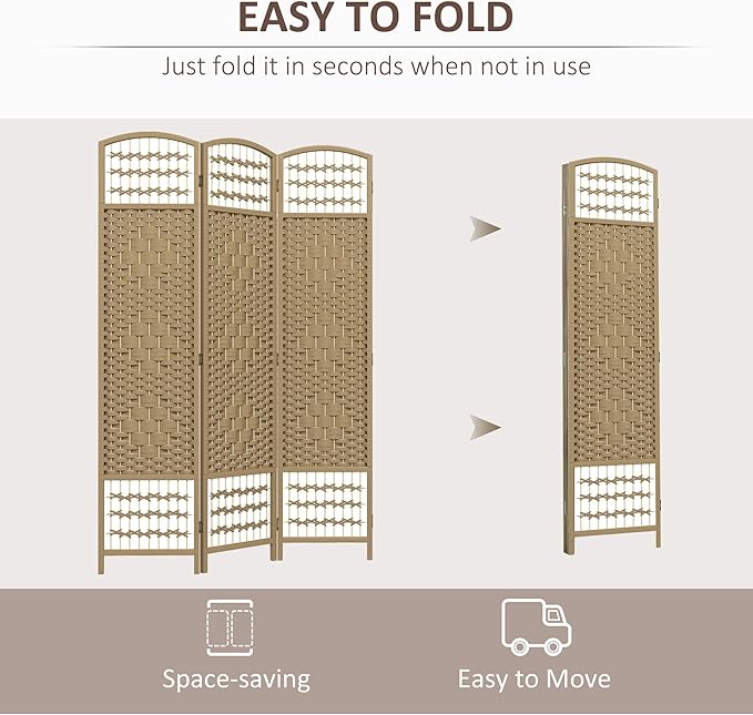 NicBex Room Divider 3 Panel Room Dividers with Woven Paper Design Partition Room Dividers and Folding Privacy Screens 5.6 FT Wall Divider for Office, Room Separation,47.25"W x 0.5"D x 67"H, Natural-DeskLoop Office