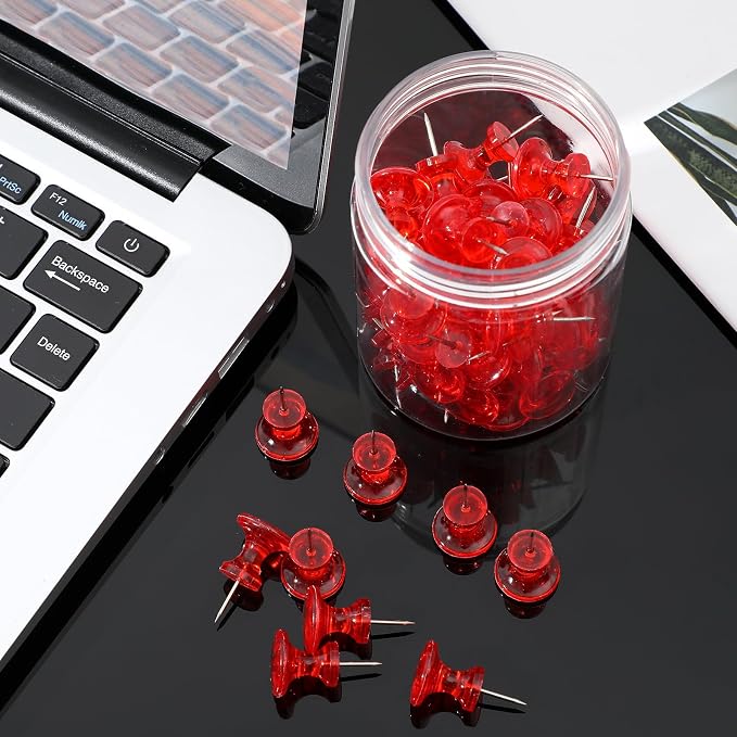 Outus 100 Pcs Giant Push Pins Large Thumb Tacks Plastic Heads 1 Inch Jumbo Push - Image 7