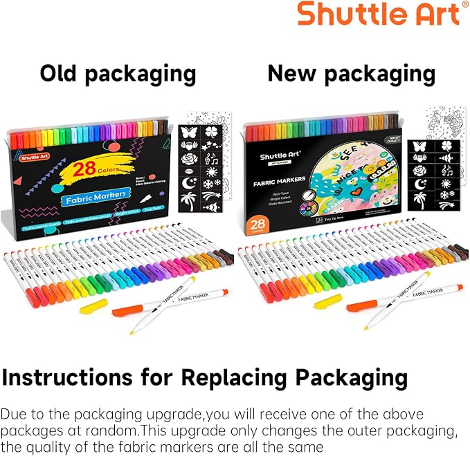 Shuttle Art 28 Colors Fabric Markers, Permanent Markers - Image 8