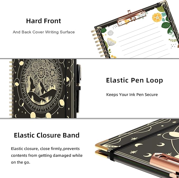 Ospelelf Clipboard with Storage 8.5 X 11，Padfolio Organizer, Spiral Portfolio - Image 5