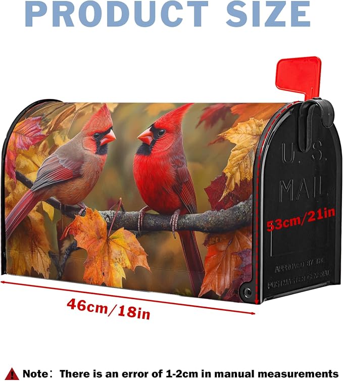 Fall Autumn Harvest Mailbox Covers Thanksgiving Red Cardinal Birds Maple Leaves - Image 4