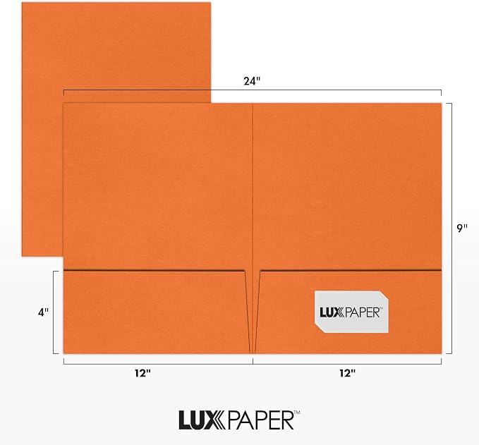 LUXPaper 9 x 12 Presentation Folders in 100 lb. Mandarin - Image 3