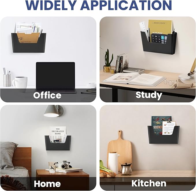 JOMOLA No Drilling File Holder 3 Pack Mail Organizer Wall Mount File Organizer - Image 5