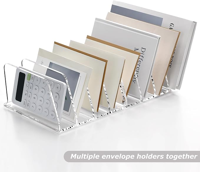 SANRUI Acrylic Mail Sorter Desktop Organizer, 4 Compartments Clear Small File - Image 7