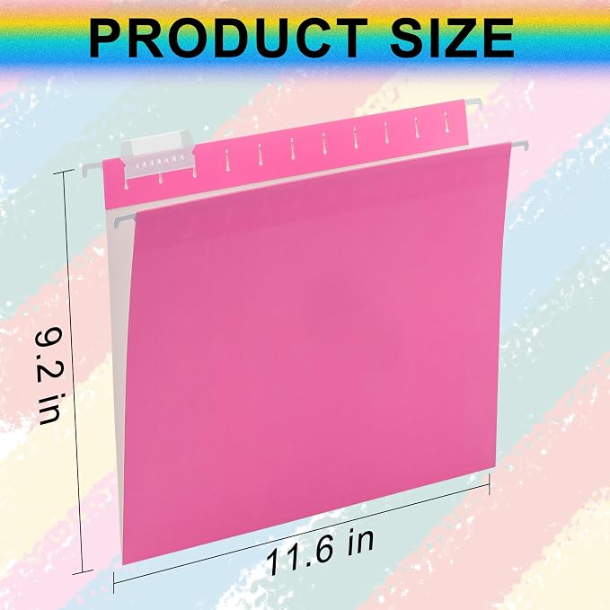 25 Pack Pink Hanging File Folders - Image 2