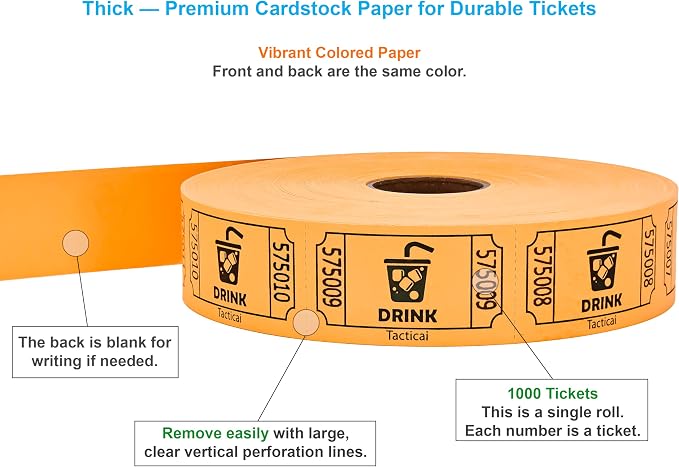 Tacticai 1000 Raffle Tickets, Single Roll - Image 2