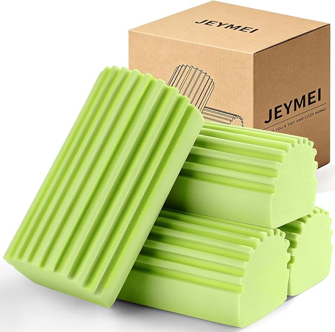 Jeymei 4-Pack Damp Clean Duster Sponge, Sponge Cleaning Brush, Duster by Jeymei