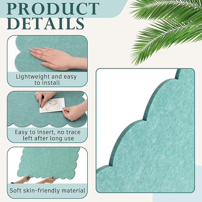 Mooliwe Scalloped Felt Bulletin Board 24 x 18 Inches Foldable Forest Green Pin - Image 4