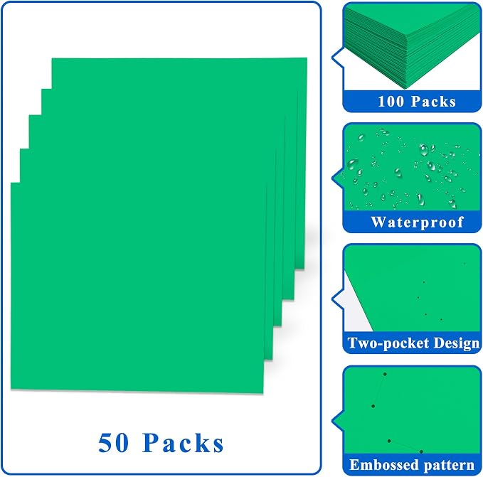Zzrywuty 50 Packs Paper Green Folders - Image 5