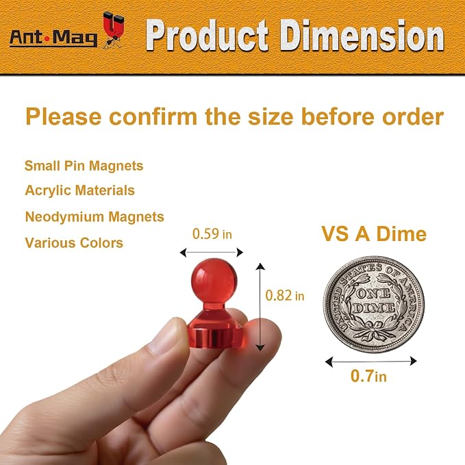Ant Mag Magnetic Push Pins, 10 Pack Strong Whiteboard Magnets - Image 2