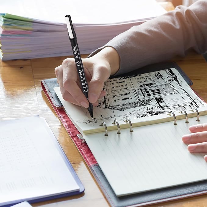 EYEYE Micro Fineliner Pens, Black Drawing Art Pens,12 Archival Pen Waterproof Ink Set Artist Supplies Archival Inking Markers Sketch Outline Pen, Precision Drawing and Sketching Kit-DeskLoop Office