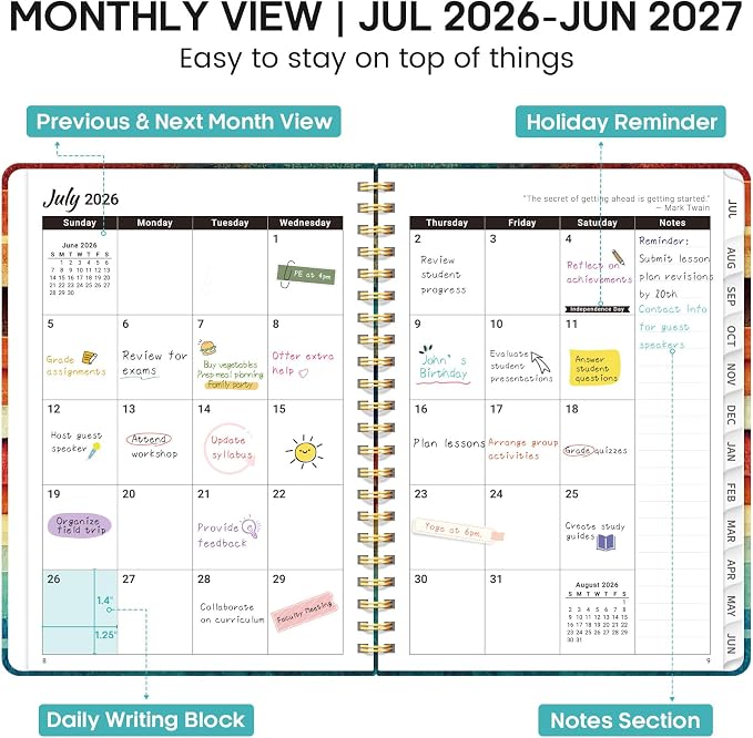 Academic Planner 2026-2027, Weekly and Monthly Calendar Book, July 2026 – June - Image 2