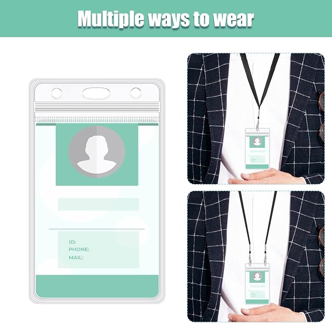 400 Pack Vertical ID Badge Holders Clear Plastic Waterproof Card Holder - Image 4