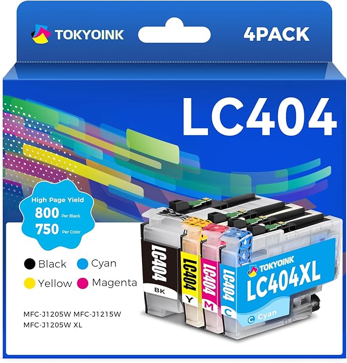 LC404 Ink Cartridges Replacement for Brother LC 404 LC404BK Ink Cartridges Compatible with MFC-J1205W MFC-J1215W Printers (Cyan Magenta Yellow Black, 4 Pack)-DeskLoop Office