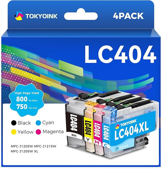 LC404 Ink Cartridges Replacement for Brother LC 404 LC404BK Ink Cartridges Compatible with MFC-J1205W MFC-J1215W Printers (Cyan Magenta Yellow Black, 4 Pack)-DeskLoop Office