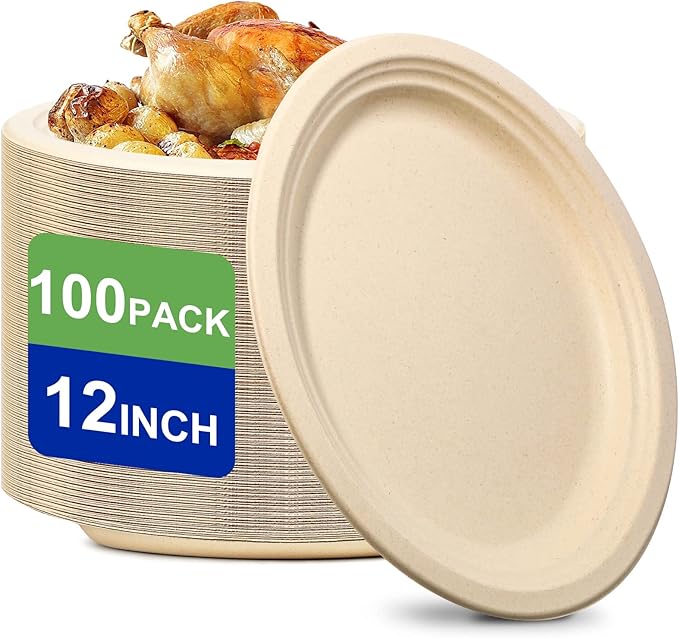 Eco Friendly 12 inch Brown Paper Plates by EcoAvanceOvalPaperPlates