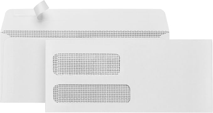 Blue Summit Supplies 500#9 Double Window Security Envelopes, Self Seal | Sized by BlueSummitSupplies