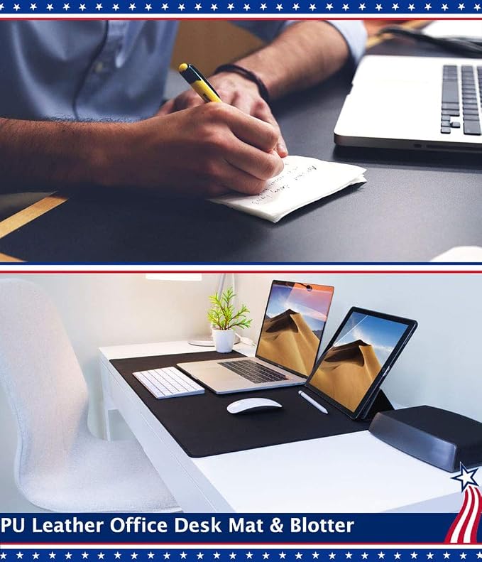 24 X 60 Inch XL Desk Mat Desktop Protector Non-Slip PU Leather Desk Pad Blotter - Image 2