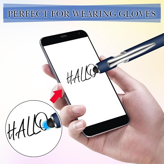 Zonon 38 Pieces Rubberized Ballpoint Pen with Stylus Tip Stylish Metal Pen Capacitive Styli with Soft Rubberized Grip, Black Ink for Most Devices (Blue Series)-DeskLoop Office