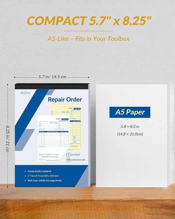 Repair Order Book, 2-Part Carbonless, 100-Set | Work order forms/ receipt book - Image 2
