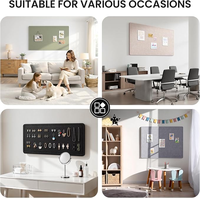 Large Bulletin Board, 35 X 24 Inches Felt Cork Board - Image 8
