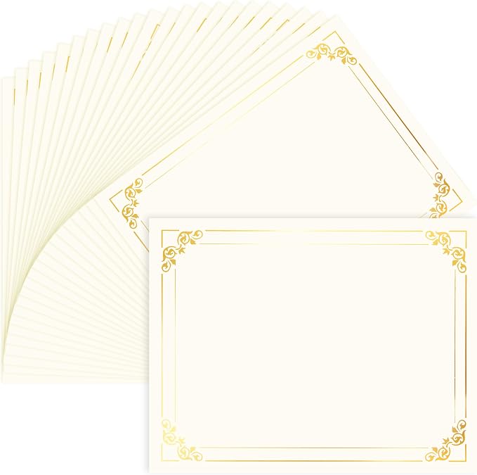 50 Sheets Gold Foil Border Certificate Paper, 8.5 x 11 Inch Letter Size by Unknown