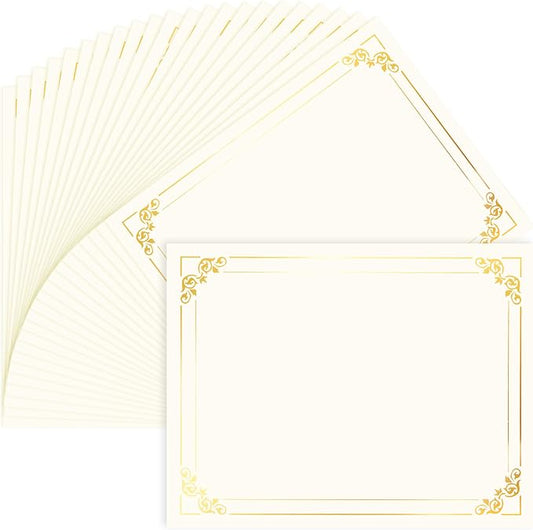 50 Sheets Gold Foil Border Certificate Paper, 8.5 x 11 Inch Letter Size by Unknown