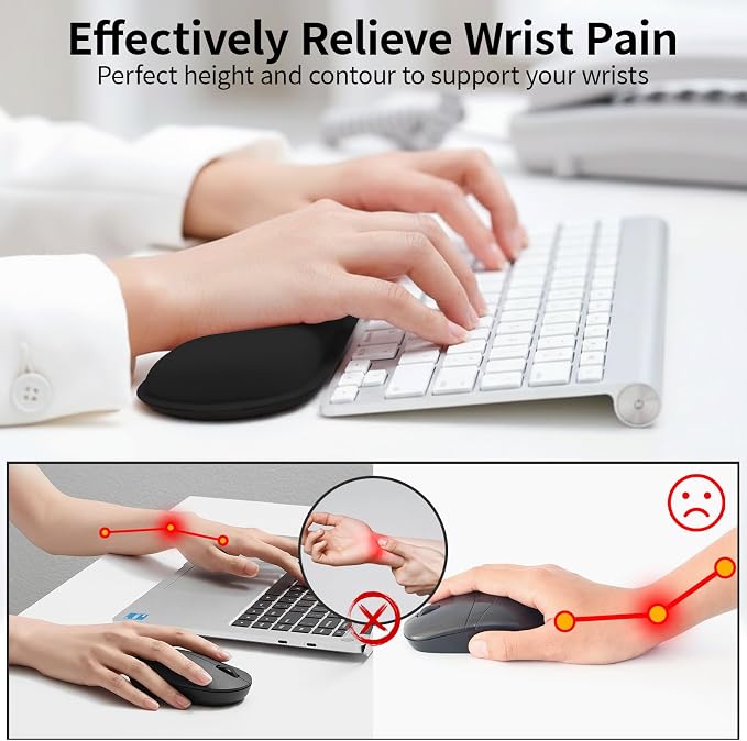 Bloss 2 Black Wrist Rest for Mouse & Keyboard, Ergonomic Wrist Support | Soft - Image 3