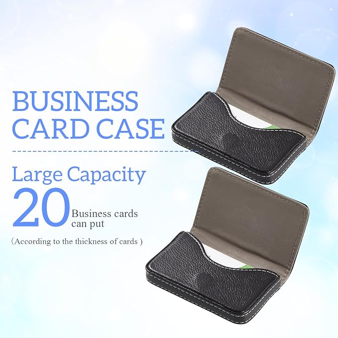 Outus 2 Pcs Business Card Holder, PU Leather Business Card Case Pocket Wallet - Image 4
