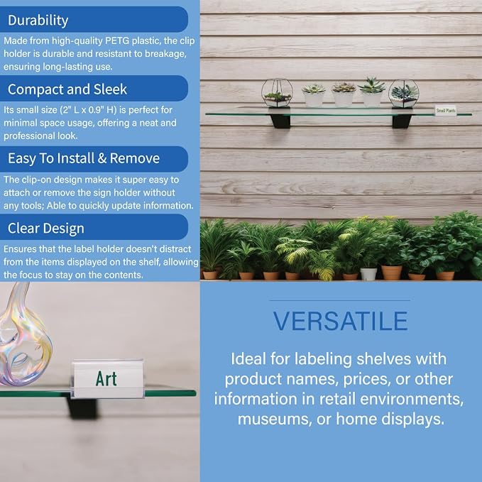 Glass Shelf Sign Holder, 50 Pack - Image 2