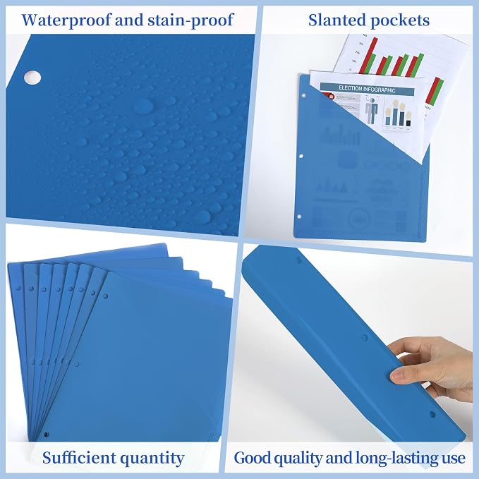 gisgfim 48 Pack Binder Pockets for 3 Ring Clear Pocket Divider Folders for 3 - Image 3