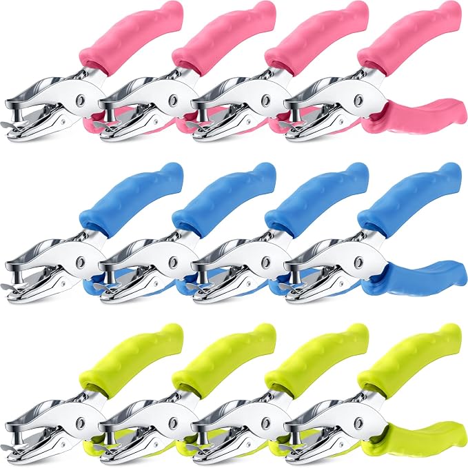 Chumia 12 Pieces Single Hole Punch Handheld 1/4 Inch Hole Paper Punch by Chumia