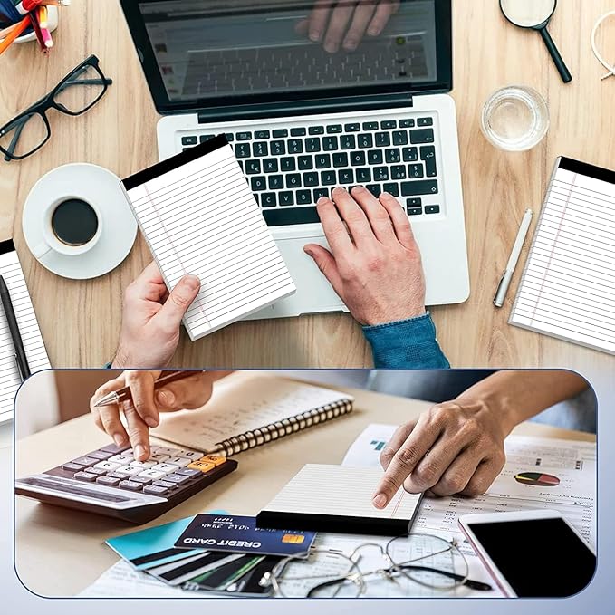 5" x 8" Note Pads 6 Pack of Legal Pads 30 Sheets Notepad College Ruled Small Writing Pads Perforated Pages Paper Pads 80GSM Heavyweight Paper Note Pads for Home, Office, or School-DeskLoop Office