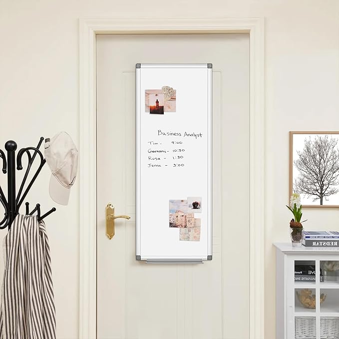 36" x 12" Magnetic White Board, Long Whiteboard Wall Hanging Vertical Board, to-do List Narrow Mini Small Portable Dry Erase Board for Walls-DeskLoop Office