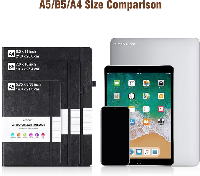 College Ruled Notebook, Large A4 Hardcover Leather Journal, 312 Numbered Pages - Image 5