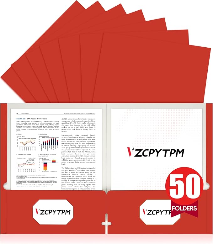 VZCPYTPM 50 Pack Red Folders by OfficeSuppliesDirect