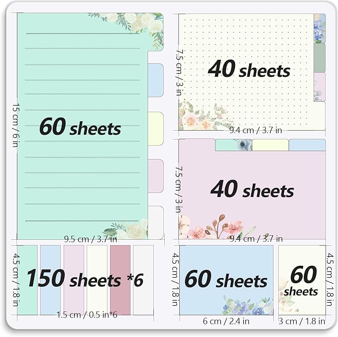 Sticky Notes Set Sticky Notes Tabs Divider Sticky Notes Planner Sticky Notes Sticky Note Dividers Tabs Book Notes Office Supplies Back to School Supplies-DeskLoop Office