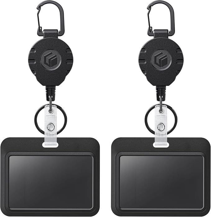 Uniclife 2 Pack Sliding Badge Holder Horizontal Hard Plastic Case by UnicLife